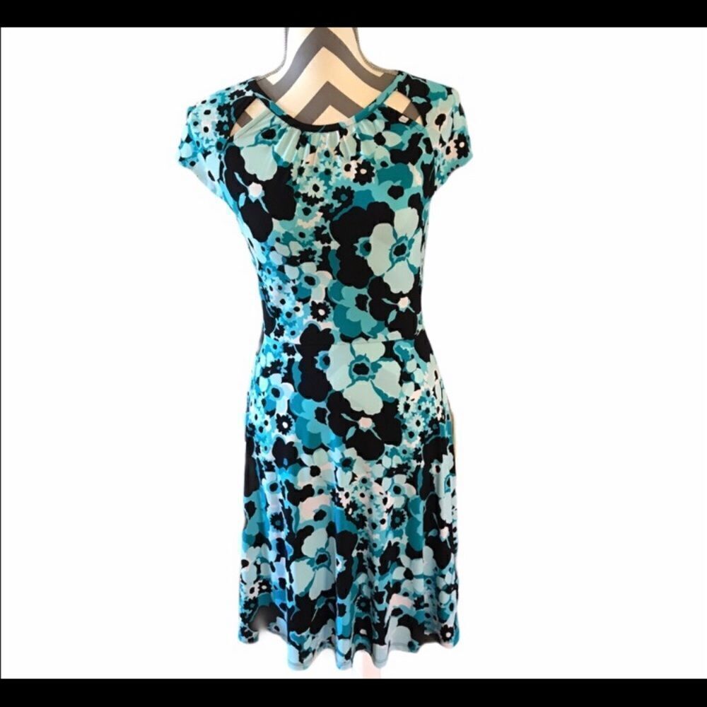 Michael Michael Kors XS Floral Dress Blue & Black